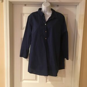 Lands' End Navy Button Down Shirt